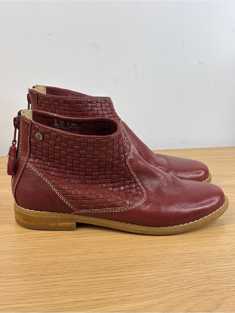 Hush Puppies Adee Chardon Deep Red Woven Leather with Tassels Woman’s 6